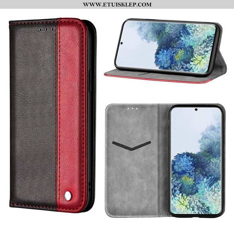 Etui Na Telefon do Samsung Galaxy S21 5G Etui Folio Dwukolorowy Efekt Skóry